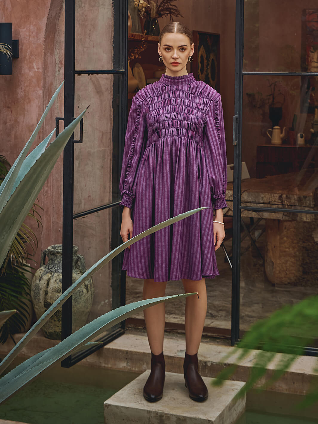 white christmas dresses Women's Mauve Midi Casual Dress S main image 0