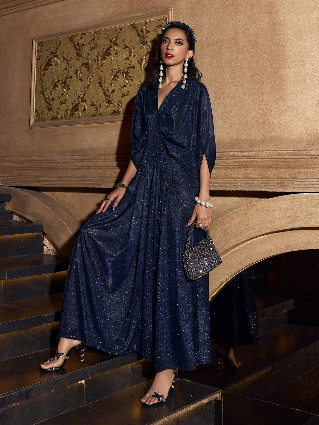 Blue Midnight Sparkle Dress | Buy Online Party Wear Knit Dress at House of Fett Blue Midnight Sparkle Dress | Buy Online Party Wear Knit Dress at House of Fett