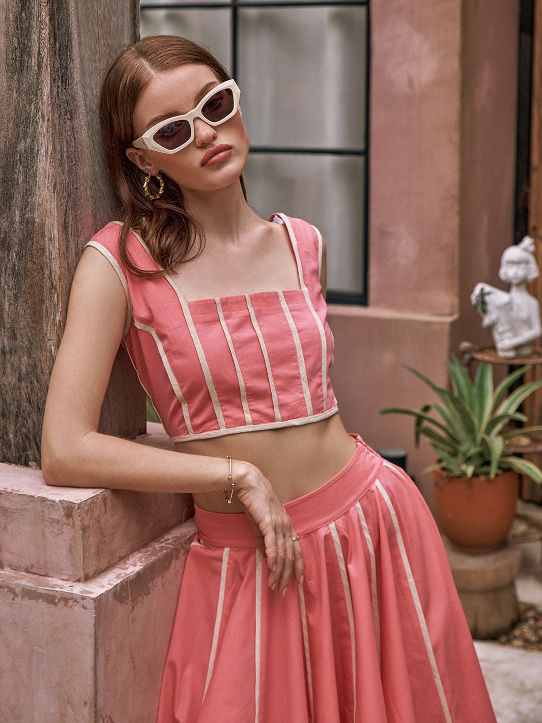 Cotton Carol Skirt and Crop Top Co-ord Set for Ladies Trendy