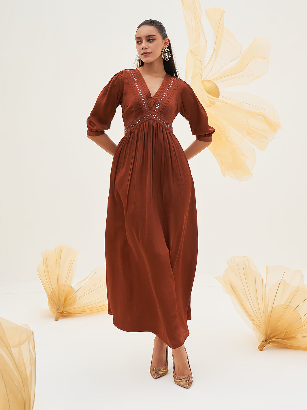 cocoa long sleeve maxi dress product info and reviews Summer Vacation Wear Cotton Cocoa Mosaic Maxi Dress for Women at House of  Fett