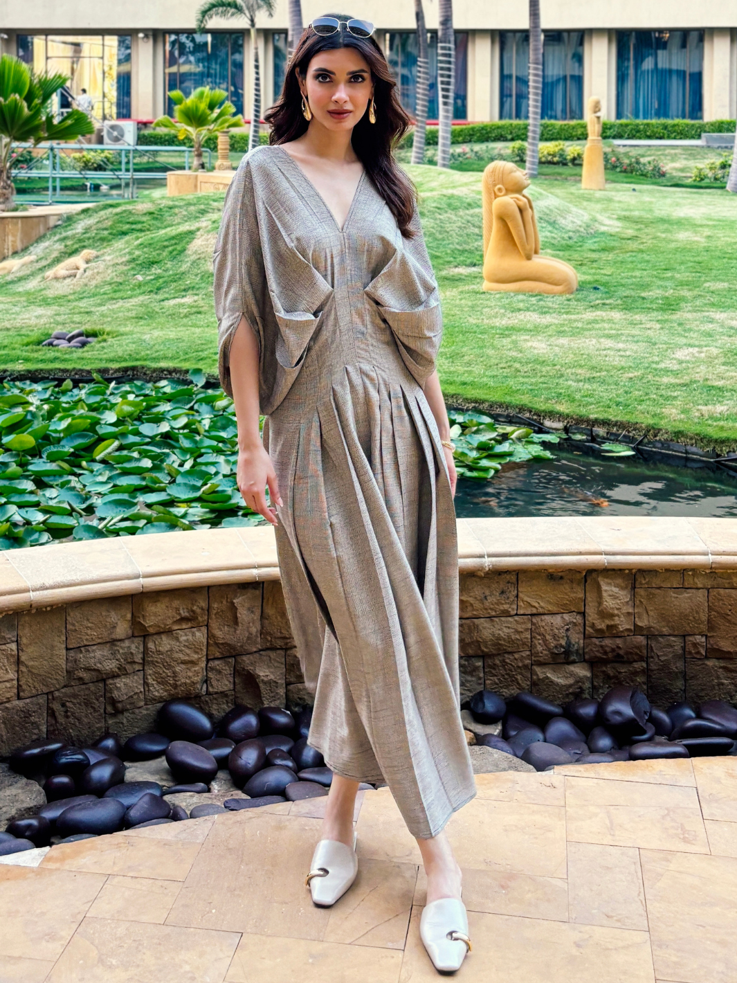 Cotton Nusa Pleated Grey Jumpsuit for Ladies | Trendy Summer Set