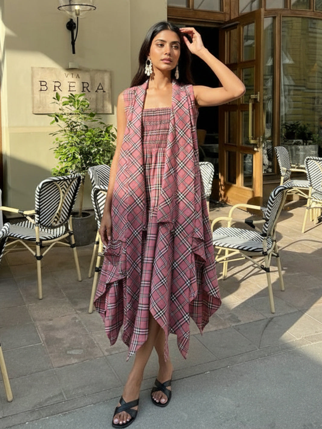 Lara Plaid Smocked Dress main image 0
