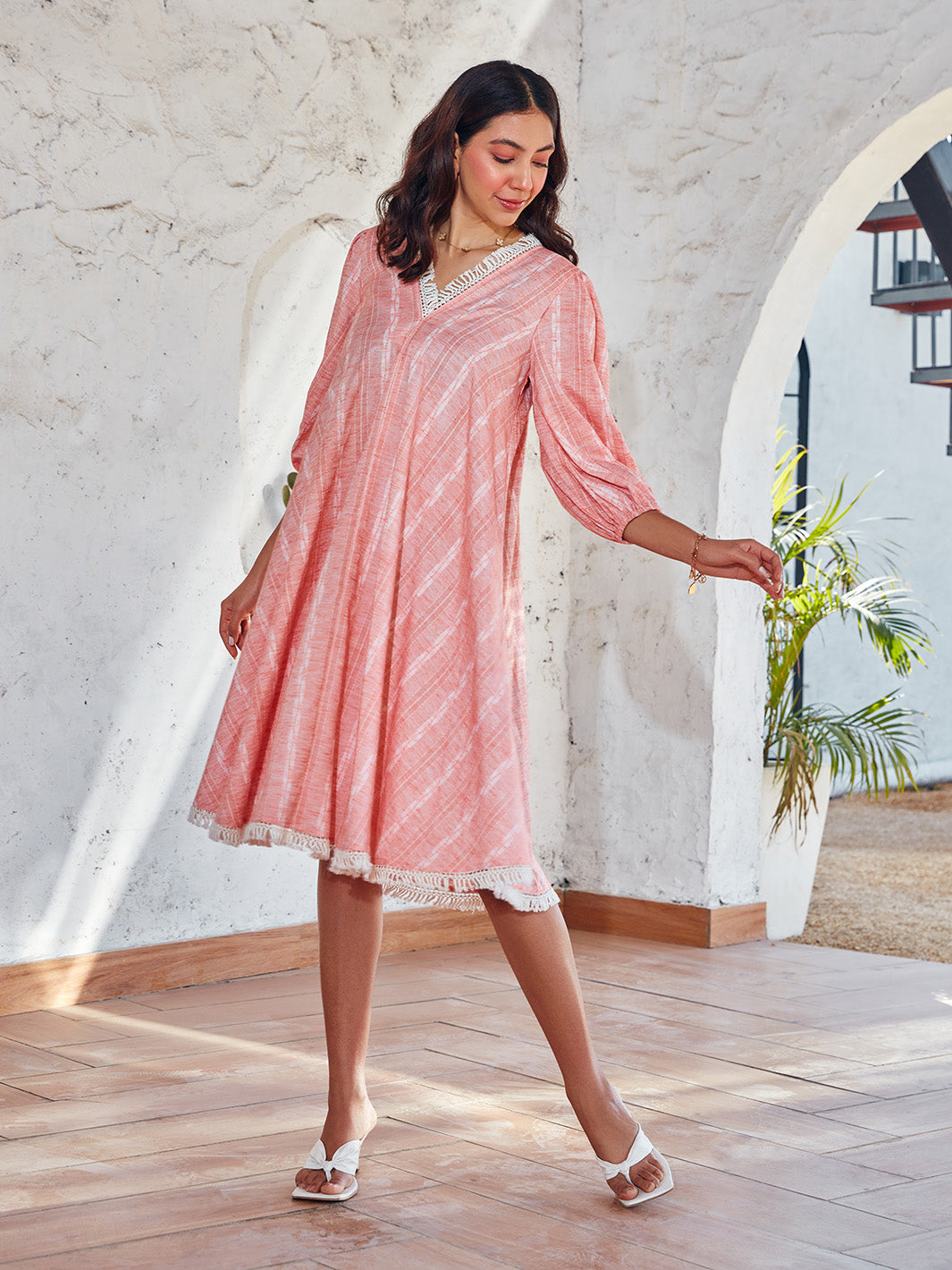 Buy Pink Plaka Flare Dress for Women | Ladies Cotton Dress at House of Fett Buy Pink Plaka Flare Dress for Women | Ladies Cotton Dress at House of Fett