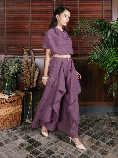 Mersin Purple Layered Pant | Coord Set