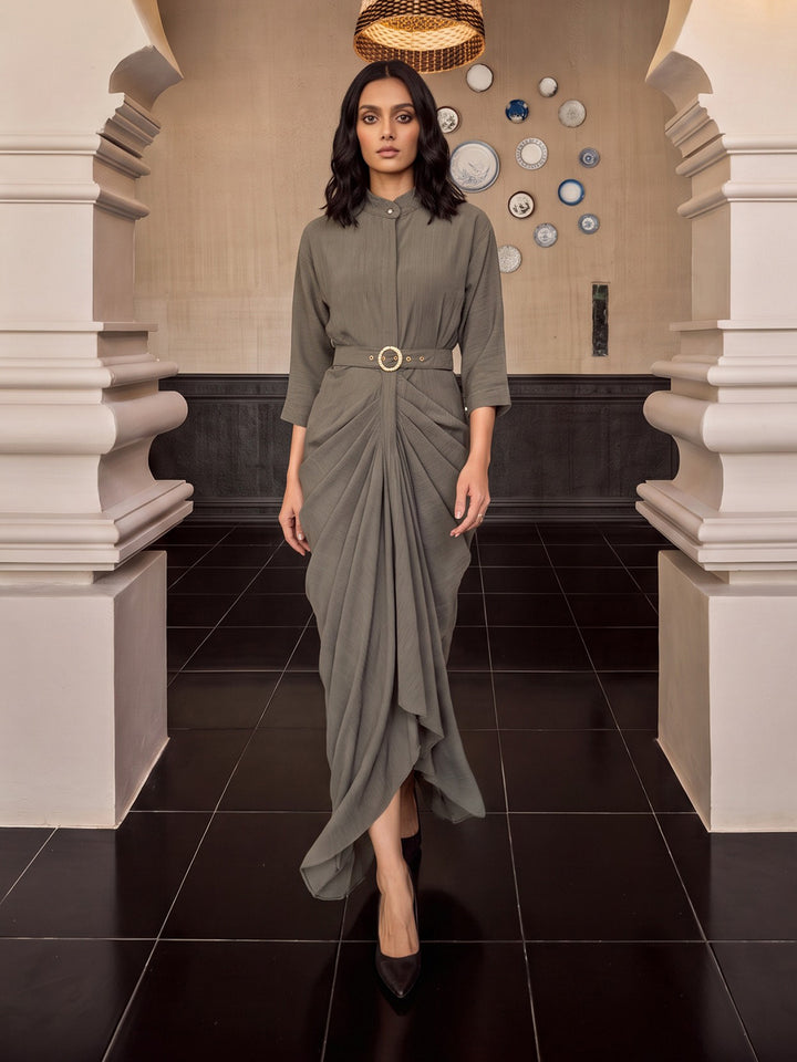 Dove Waldorf Pleated Gown