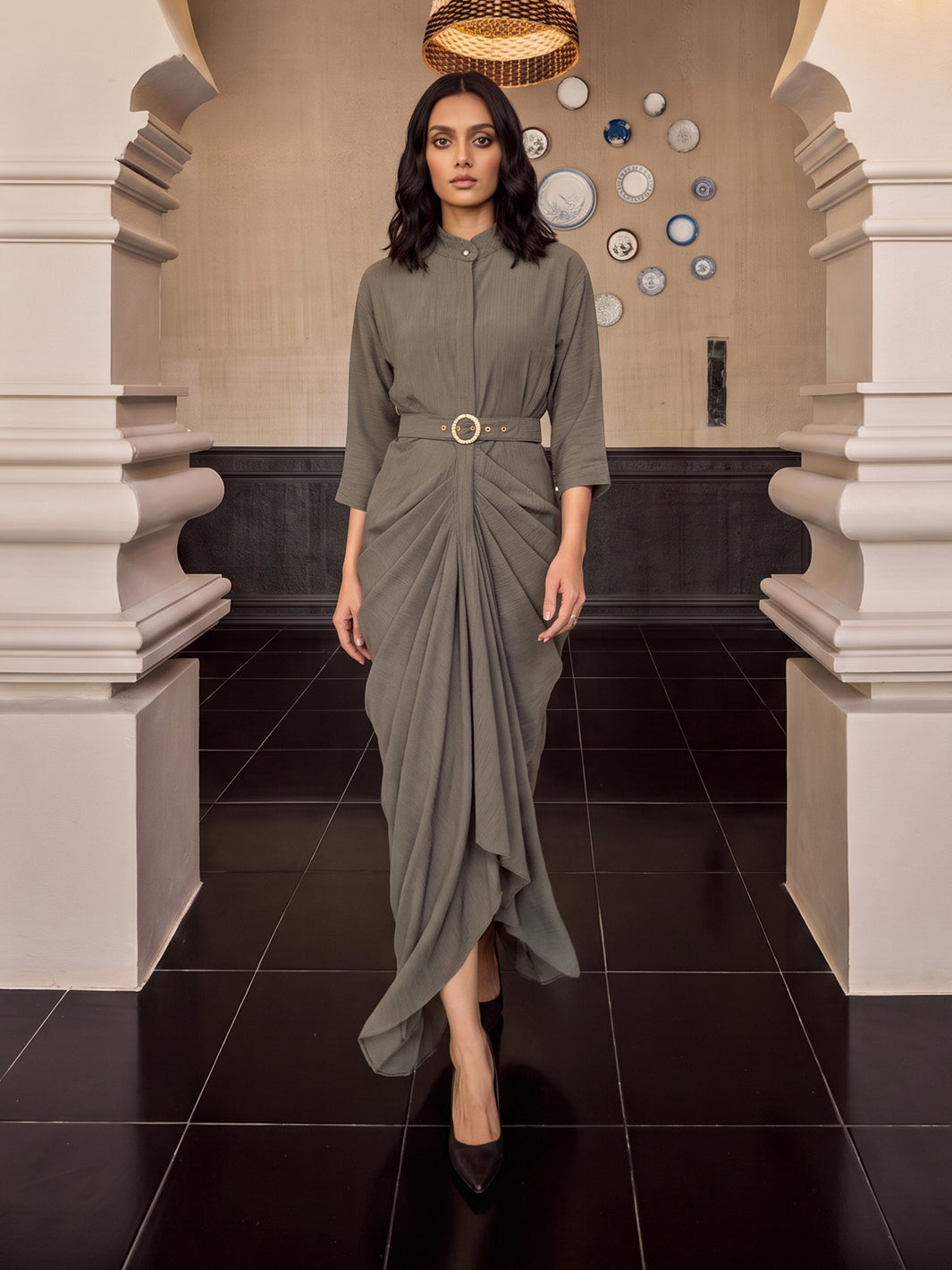 Dove Waldorf Pleated Gown