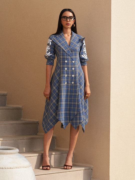 Embroidered Double Breasted Jacket Dress