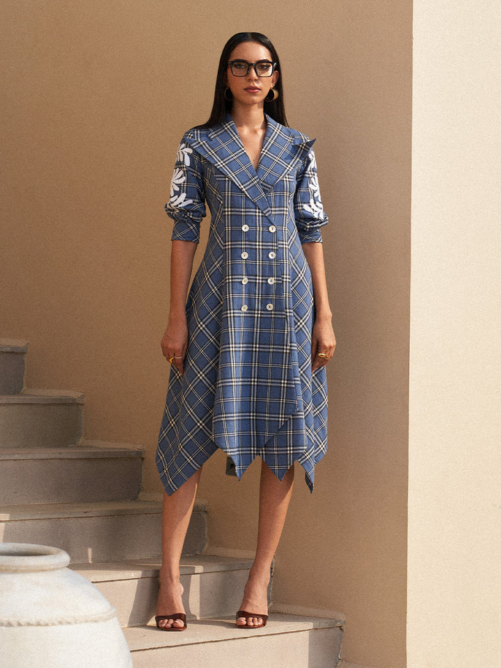 Embroidered Double Breasted Jacket Dress
