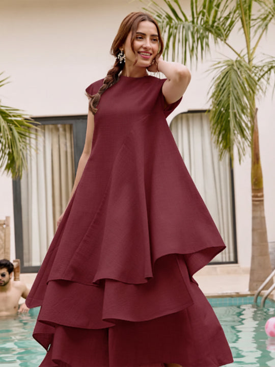 Marylebone Asymmetric Tunic (Maroon)