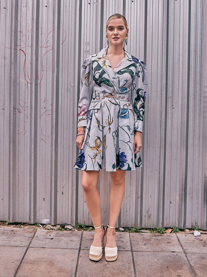 collar dress | short dress | floral short dress | short dress with pocket | Trench Dress | Ivory short dress | Twill short dress