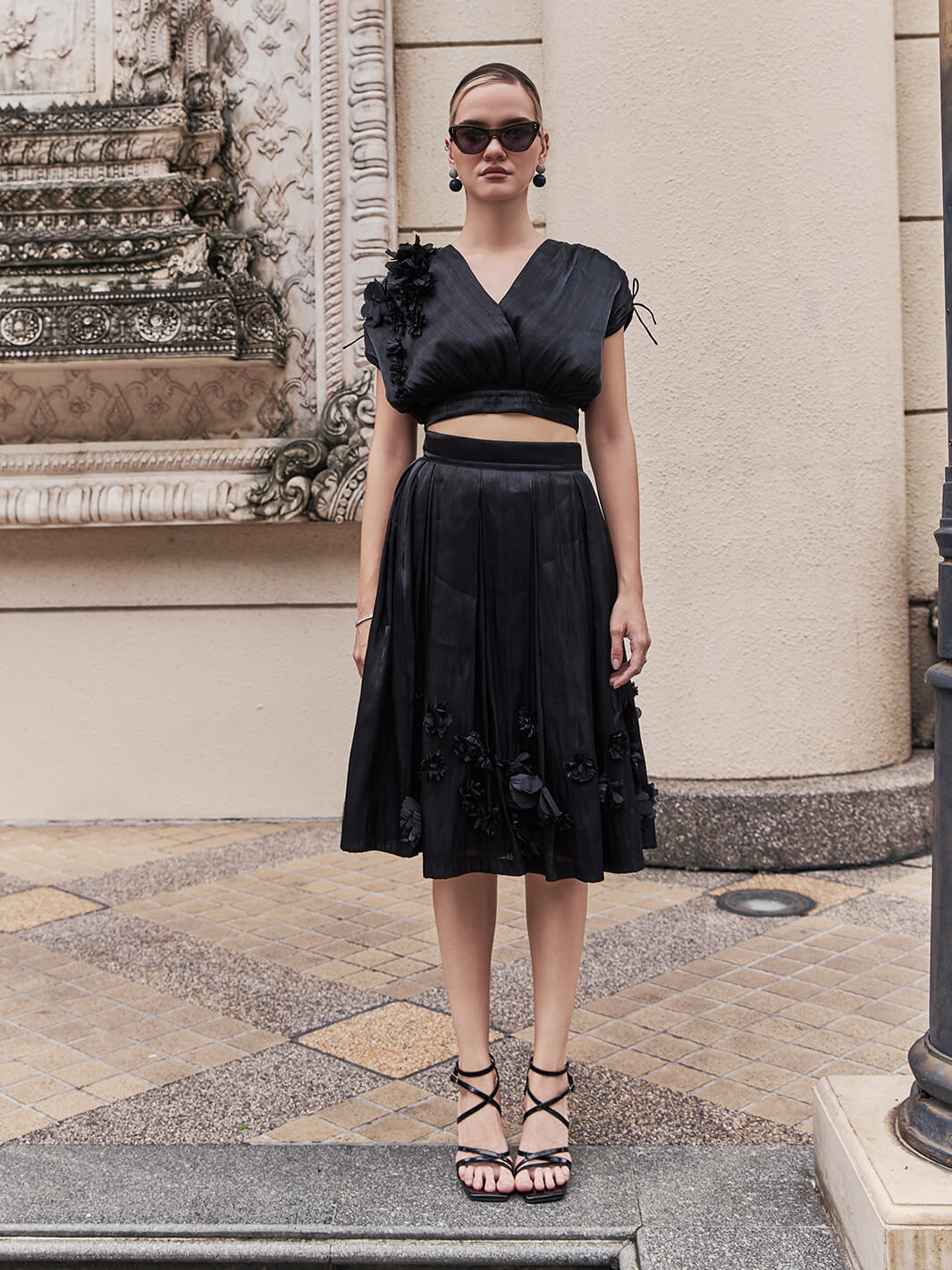 Partywear Blake Organza Applique Floral Skirt for Women at House of Fett