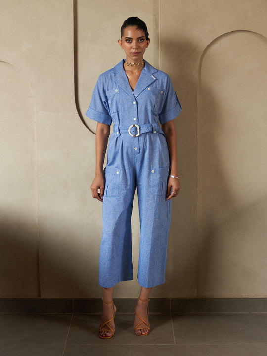 Ocean Belted Jumpsuit