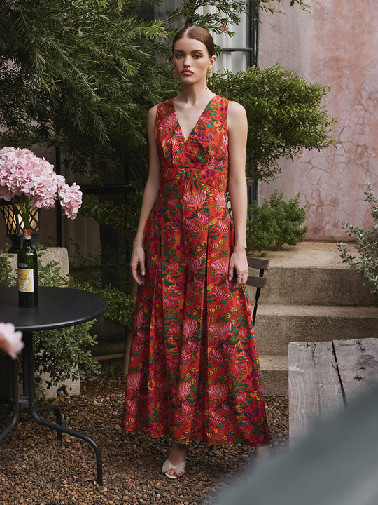 Pleated Jumpsuit | jumpsuit for women | single piece dress | one piece dress | floral jumpsuit | resort dress | vacation dress | vacation wear | floral print dress | prinded jumpsuit | women jumpsuit | dresses for women | office dress for women | event party dress | Pleated dress 