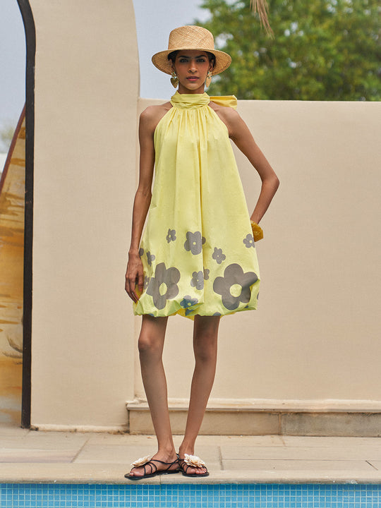 Butter Yellow Floral Dress