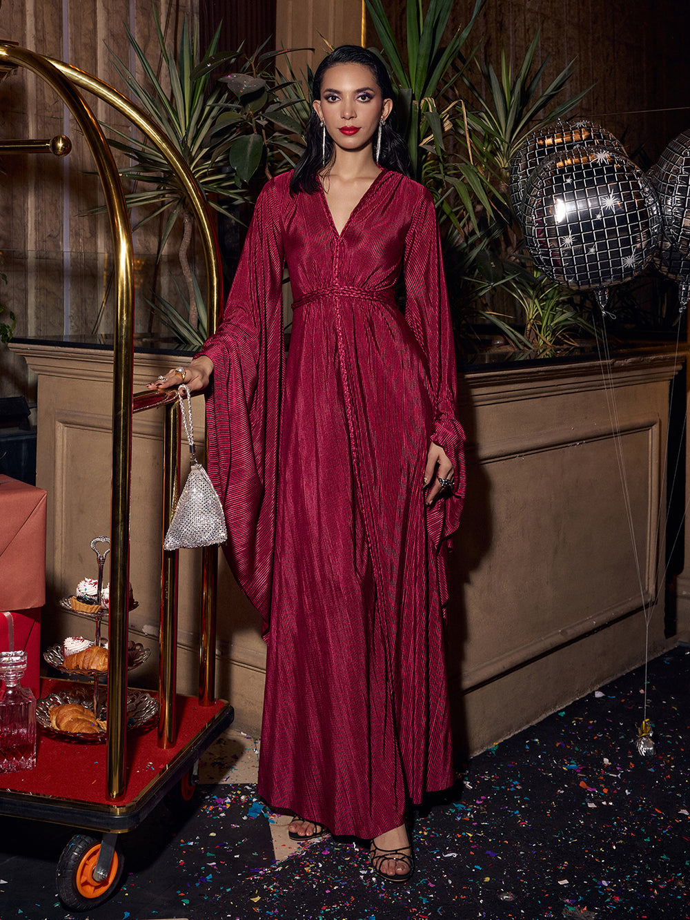 Braided Scarlet Partywear Gown