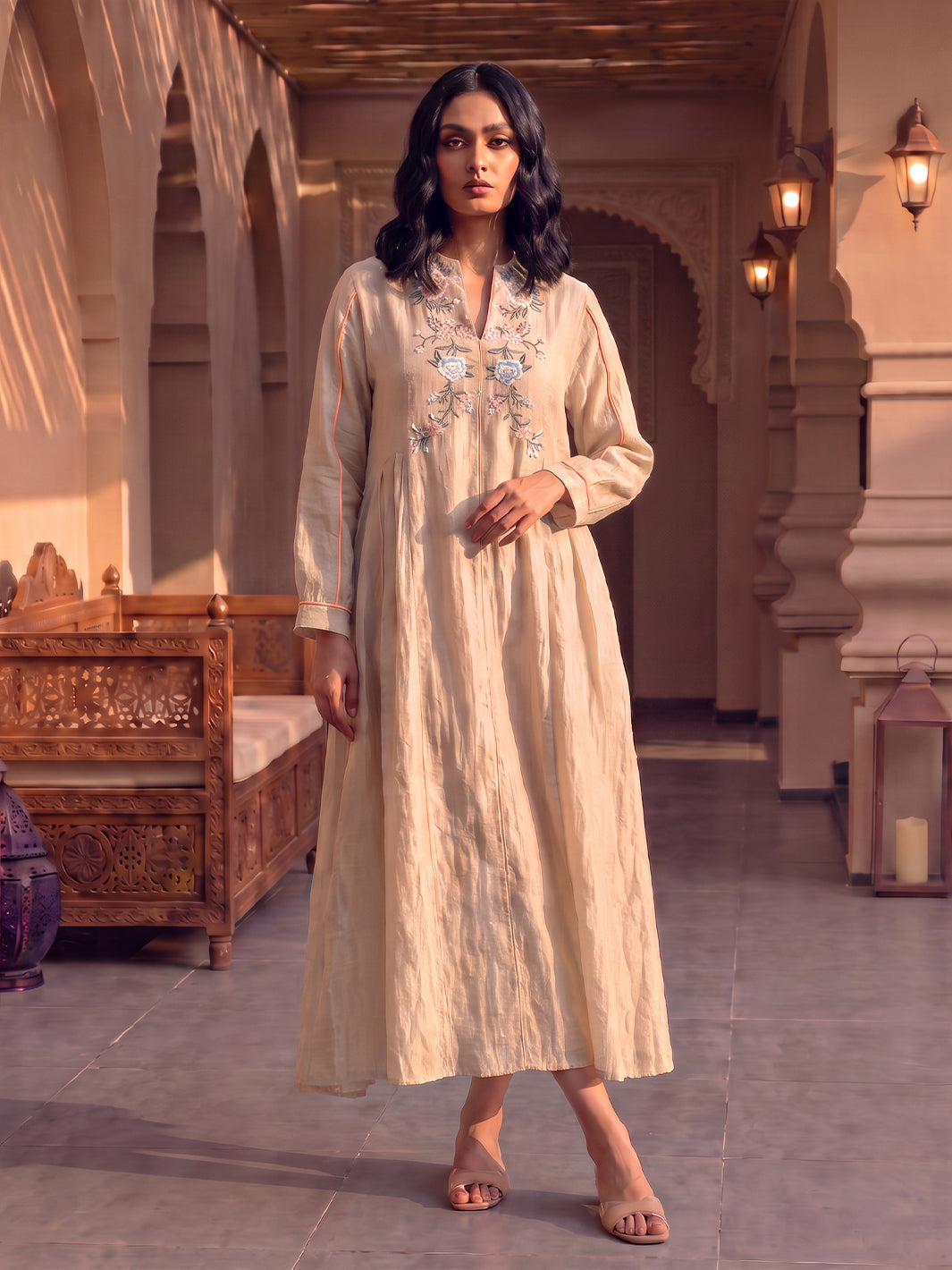 Parsi Embroidery Long A-Line Tunic
