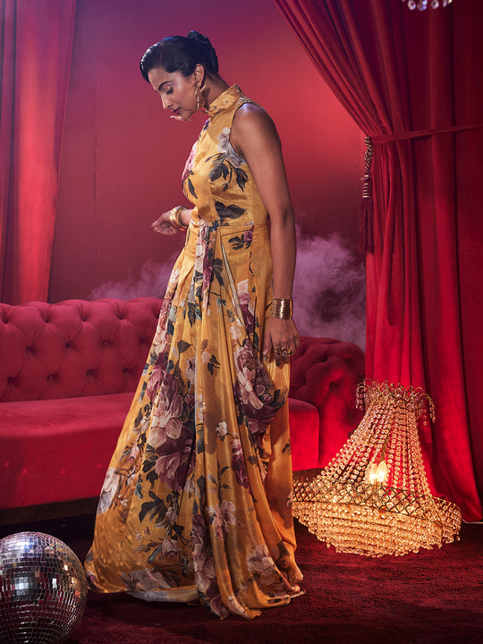 Floral Drape Gown