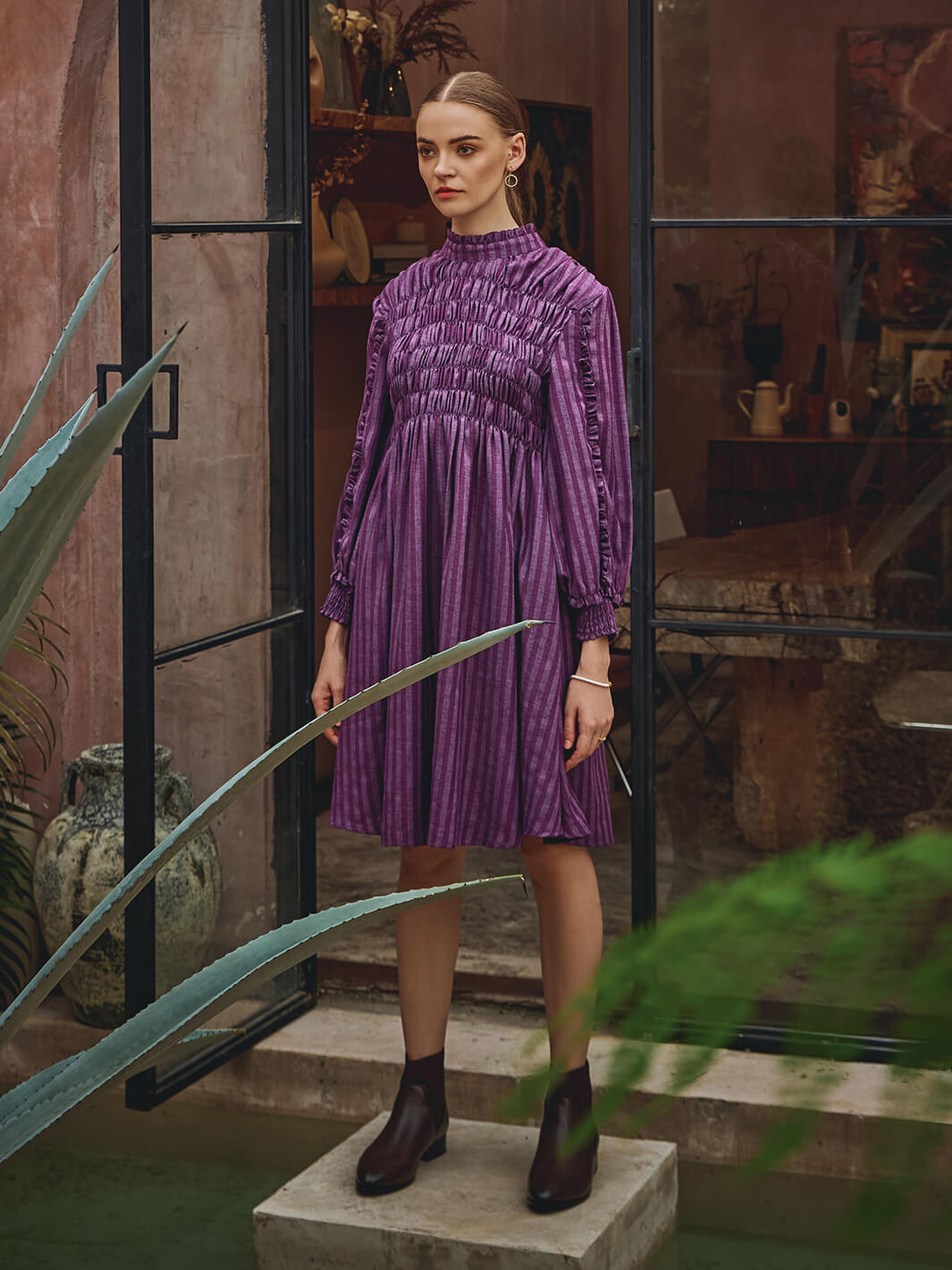 purple dress for women casual Women Flowy Dress Fashion Casual Dress Fairy Dress 100% Cotton Dress with Petal Hem Elegant Lilac Maxi Dress Fall Winter Plus Size Dress