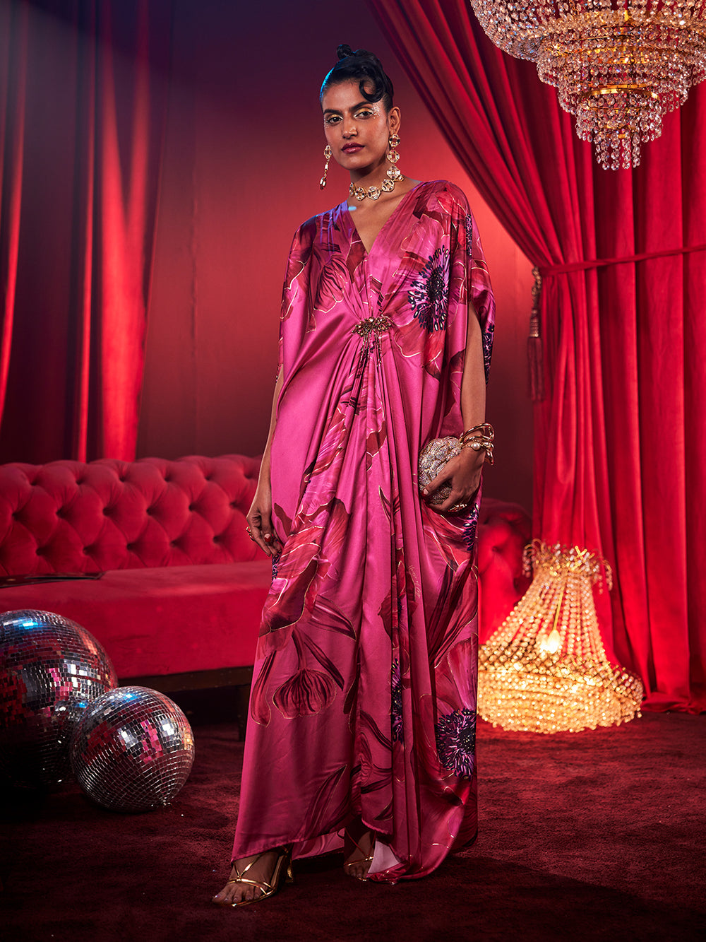 Diva Poppy Print Kaftan