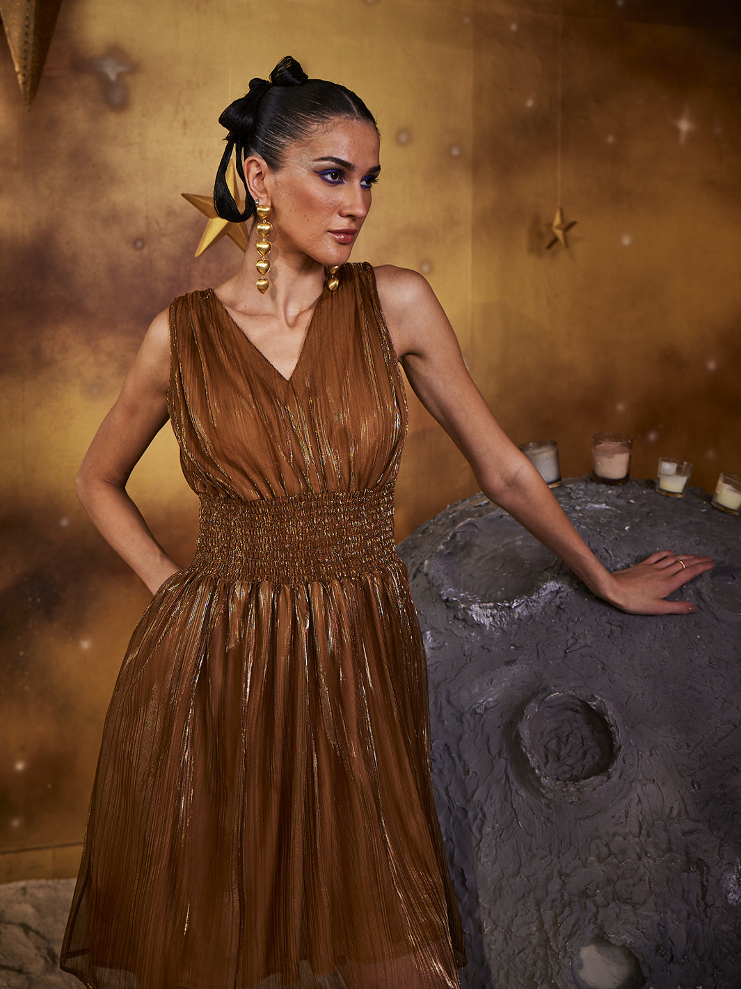 Party Wear Platinoir Disco Golden Dress for Women at House of Fett Party Wear Platinoir Disco Golden Dress for Women at House of Fett