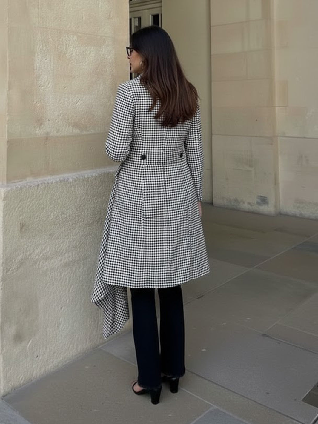 WHITE CHECK COAT FOR WOMEN