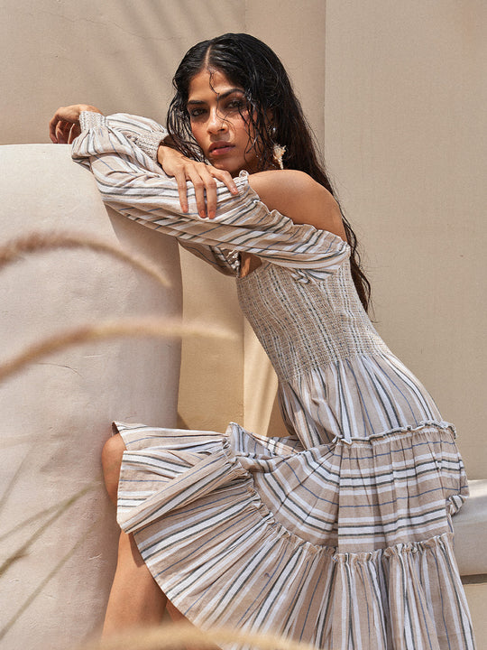 Smocking Stripe Dress