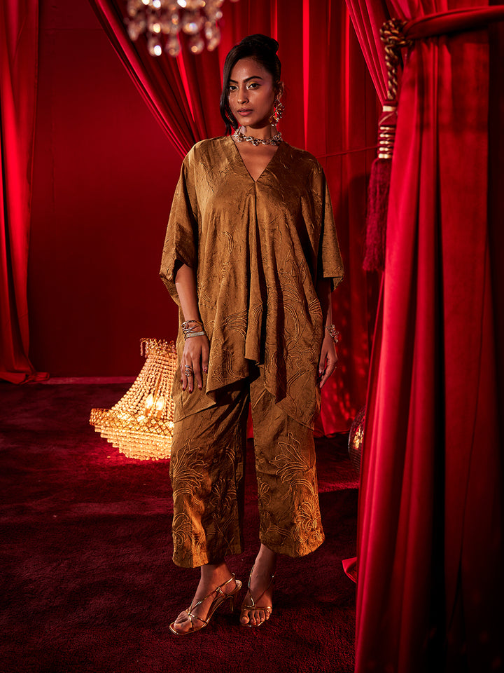 Ochre Embroidered Co ord Set