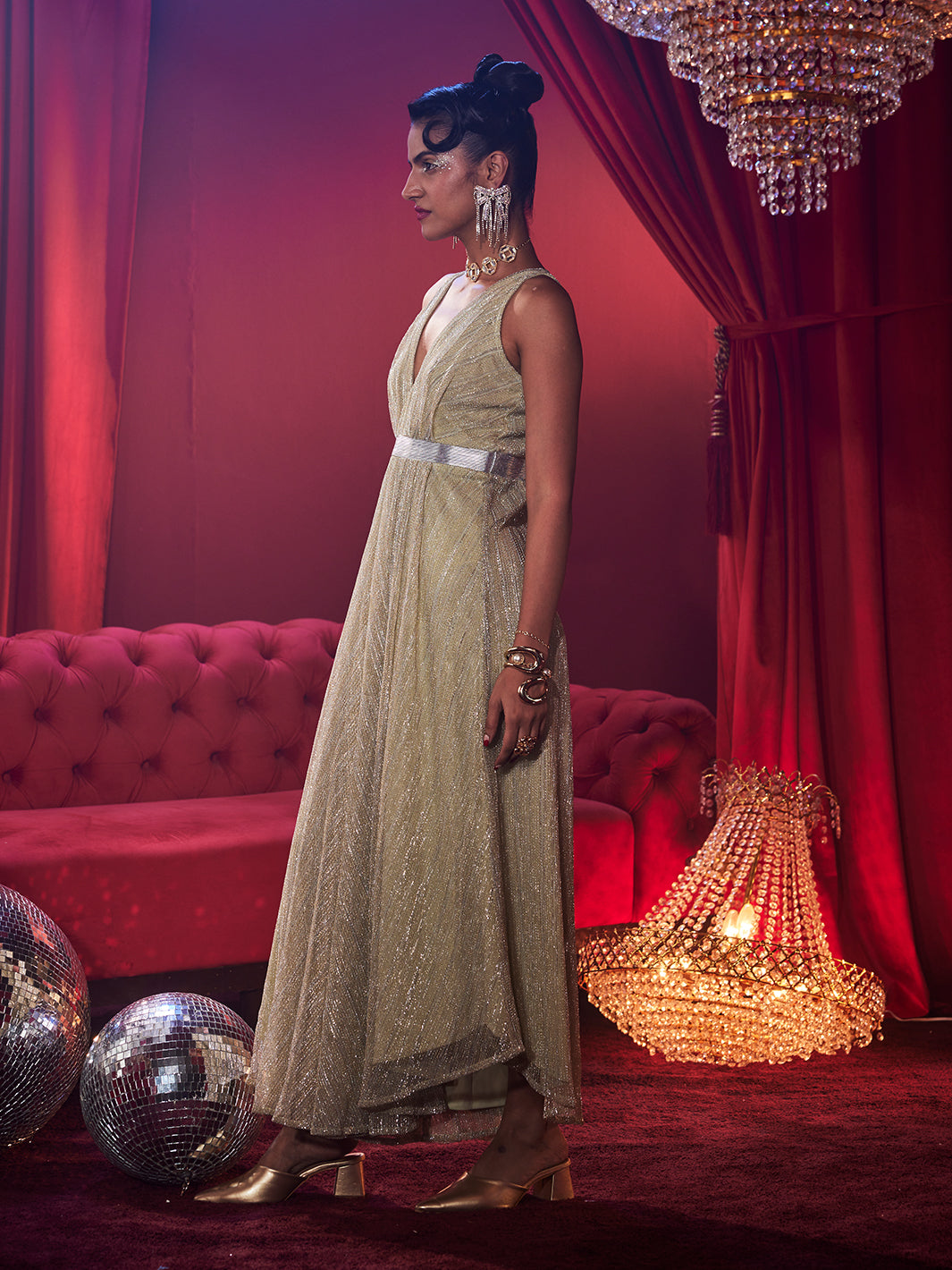 Golden Shimmer Glitz Gown