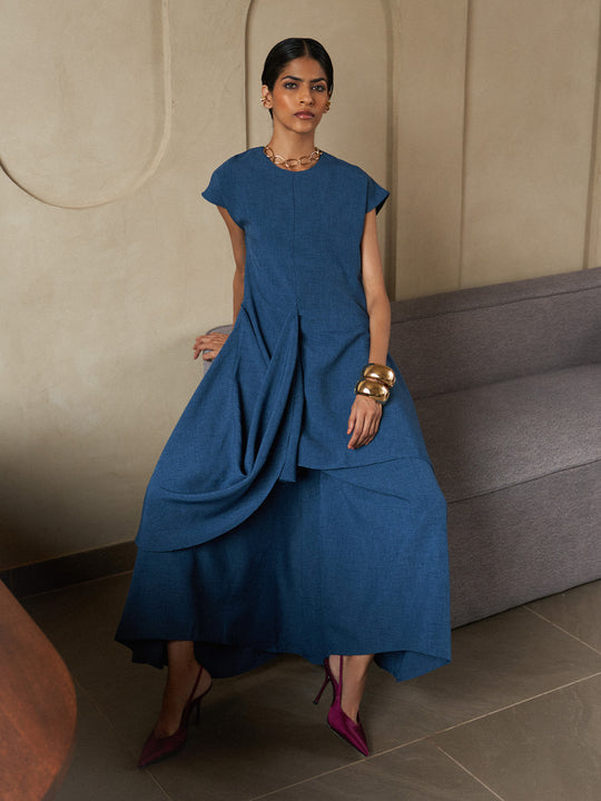 Lazuli Teal Draped Tunic
