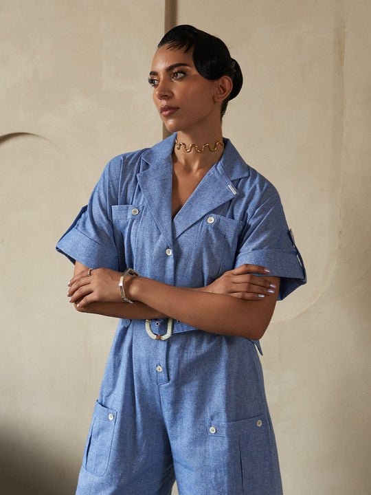 Ocean Belted Jumpsuit