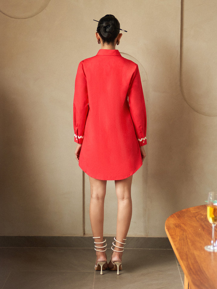 Kiku Floral Embroidered Lace Shirt Dress