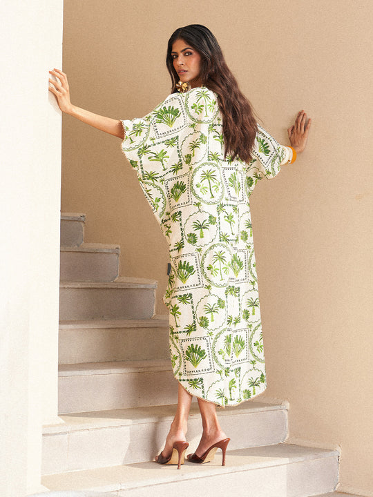 Moana Palm Print Kaftan Dress