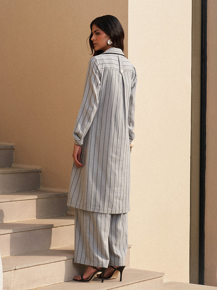Fossil Stripe Jumpsuit and Jacket set