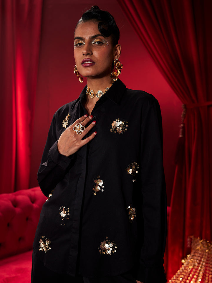 Midnight Sparkle Emrboidered Shirt