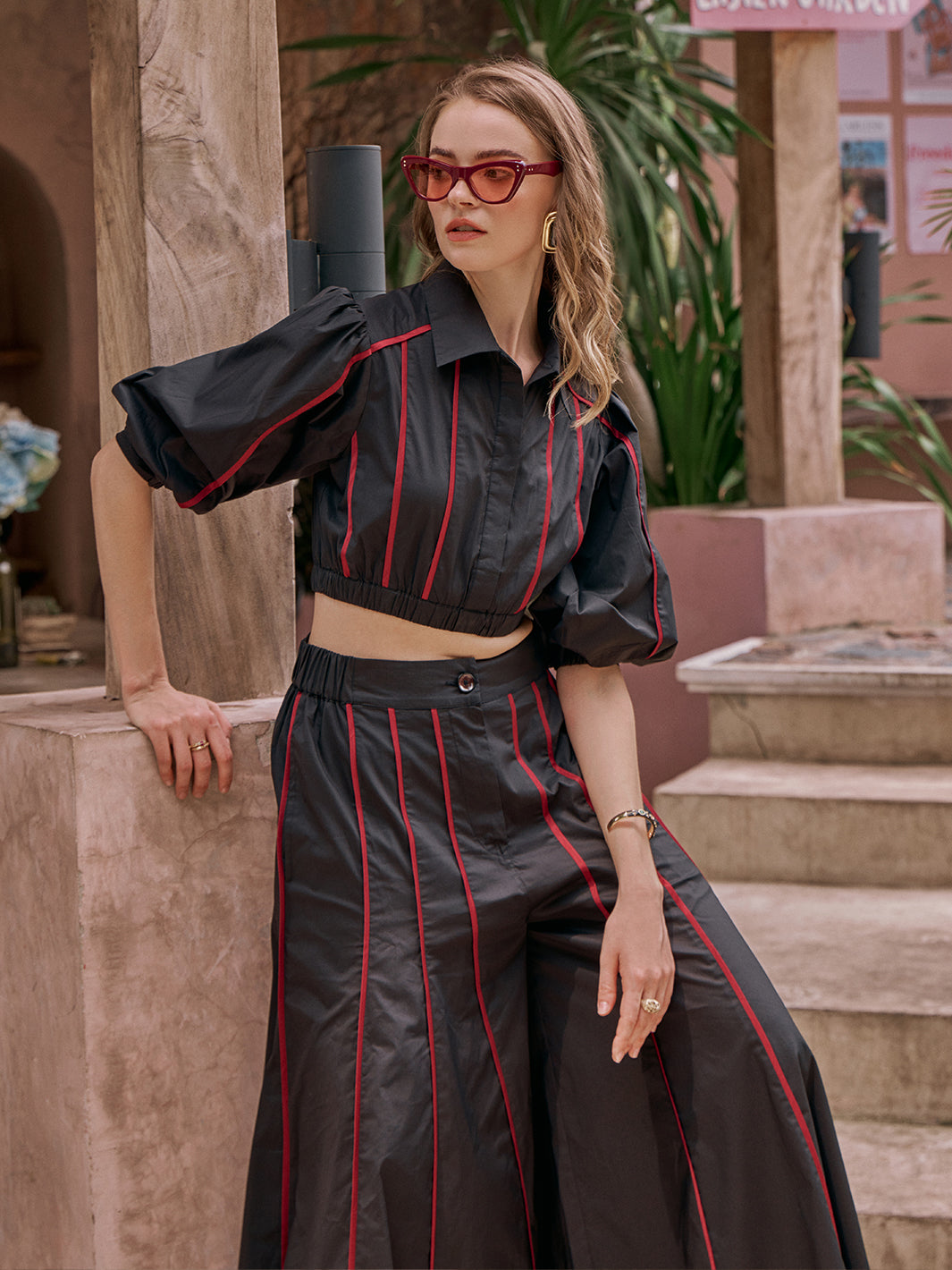 Flare Pant | Black Coord Set | Coord set for women | Piping Pants | Piping  Top | Pants for Women | Tops for women | Poplin Co-ord Set | Coords | Co ord Set | Black Dress | Party Dresses | Office Dress |  Event Party Dress | Latest Fashion | Top Pant Set | Top with Pant | Co-ord Set Women | Women Coord Set