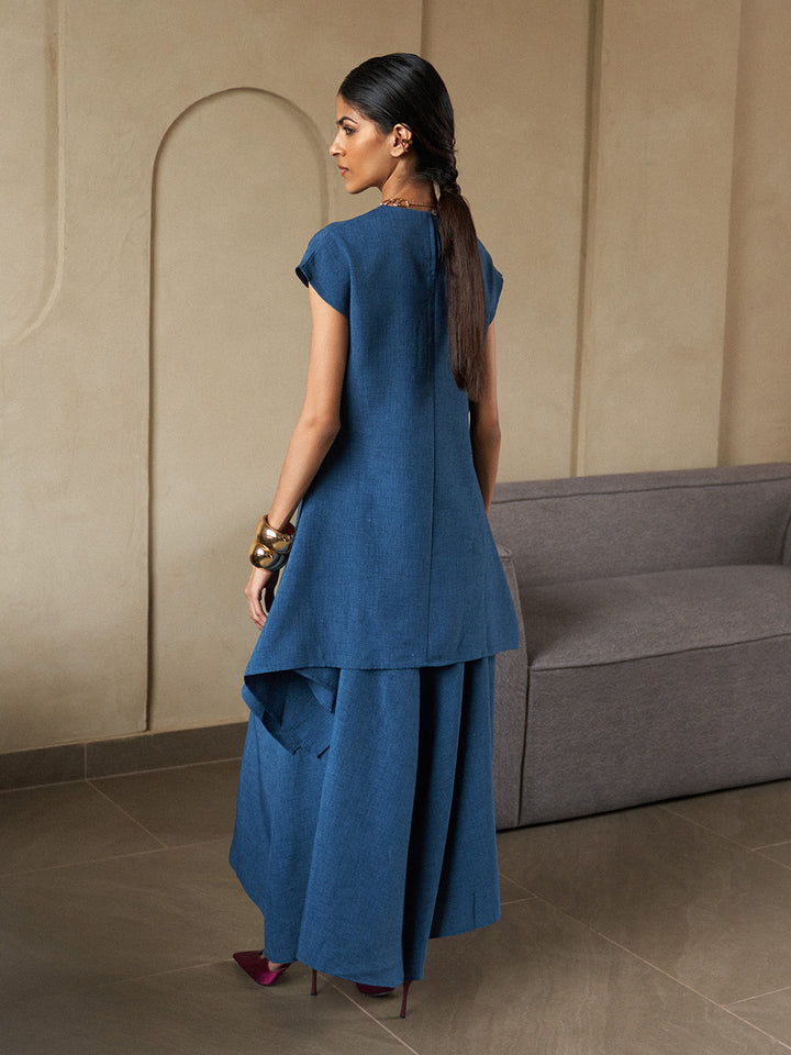 Lazuli Teal Draped Tunic