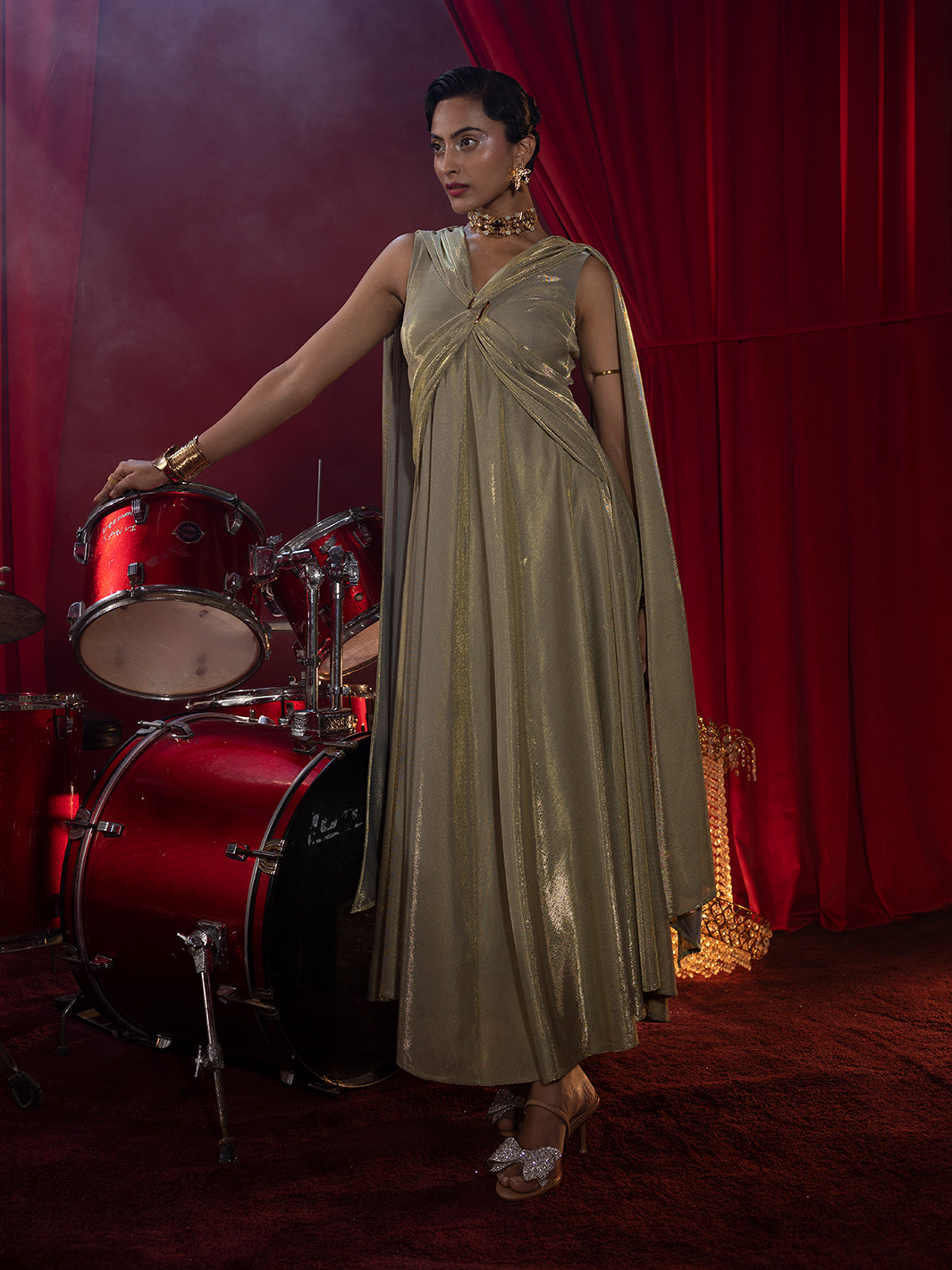 Golden Glow Evening Gown