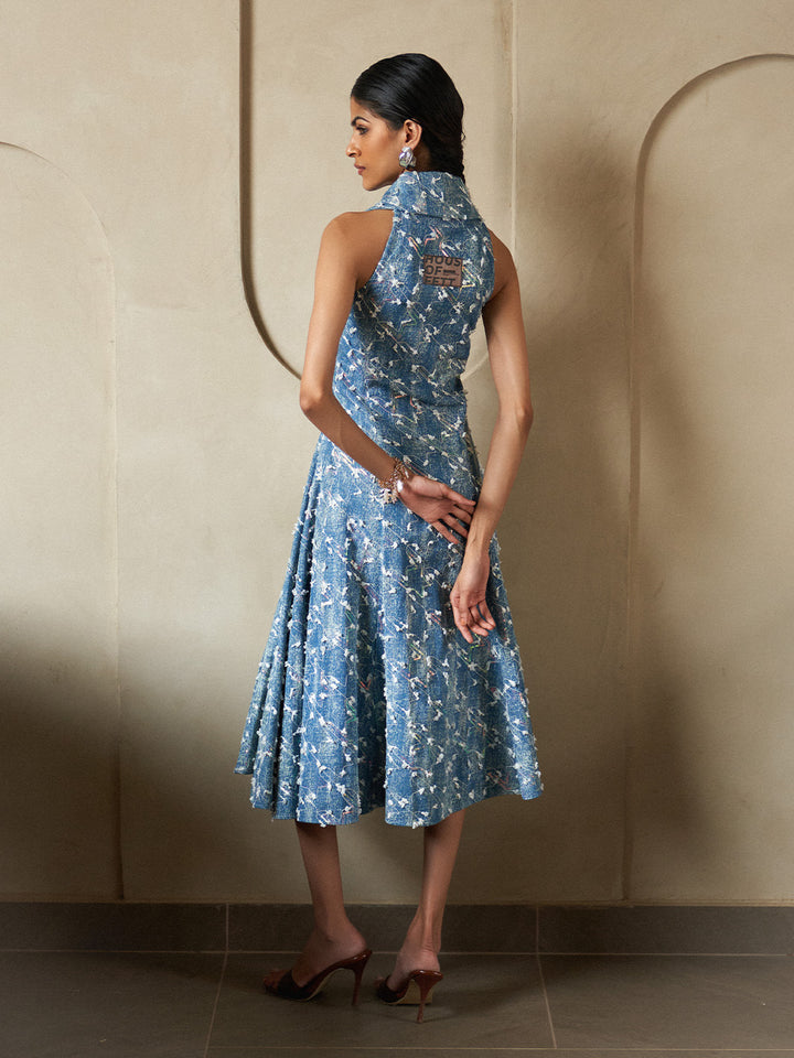 Denim Lapel Collar Dress