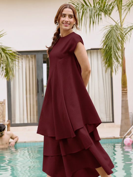 Marylebone Asymmetric Tunic (Maroon)