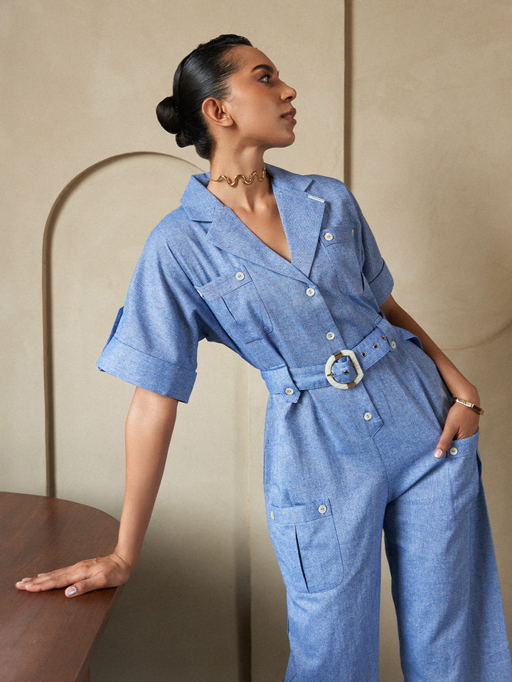 Ocean Belted Jumpsuit