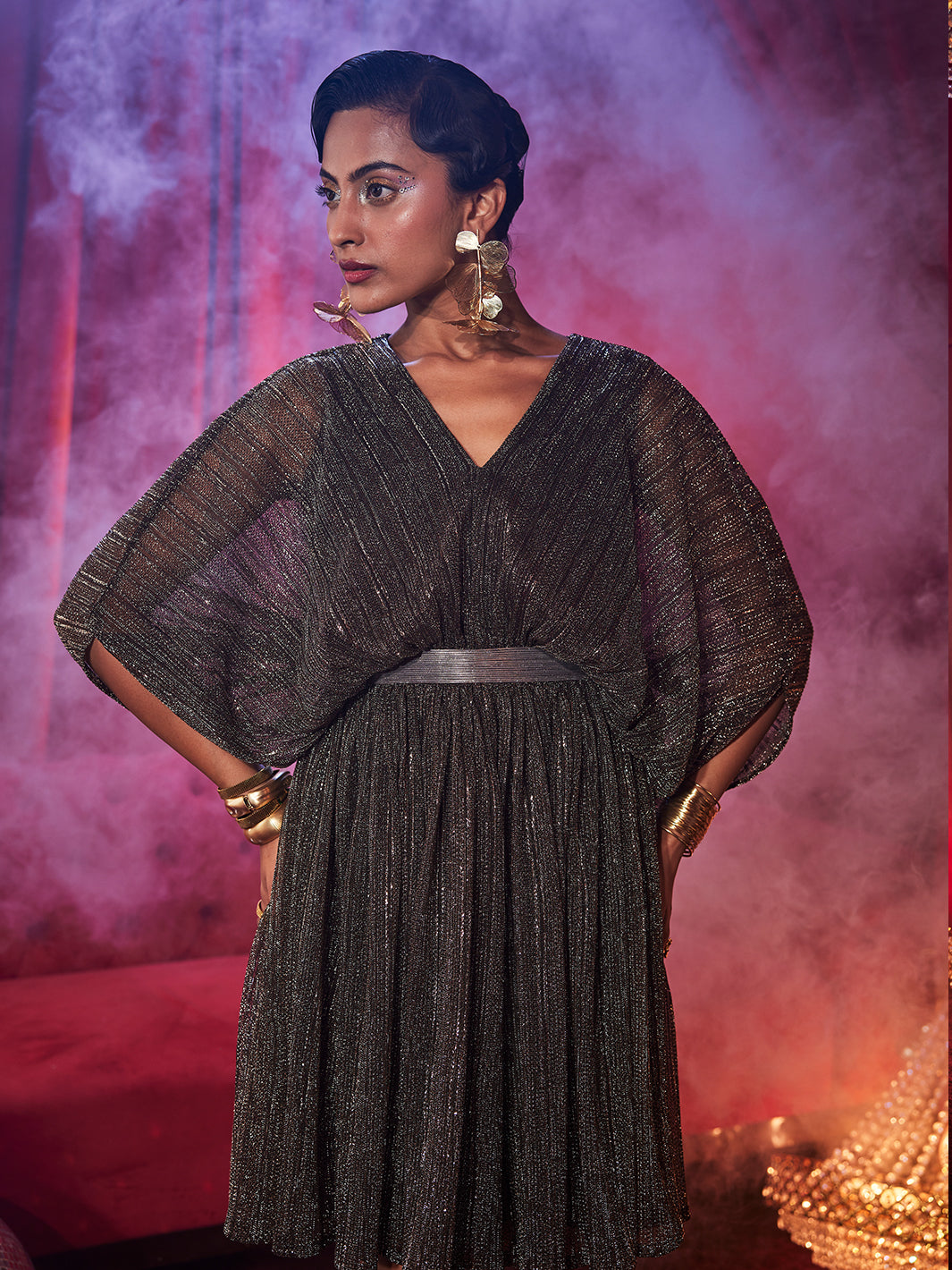 bronze party dress Mirelise Bronze Draped Gown