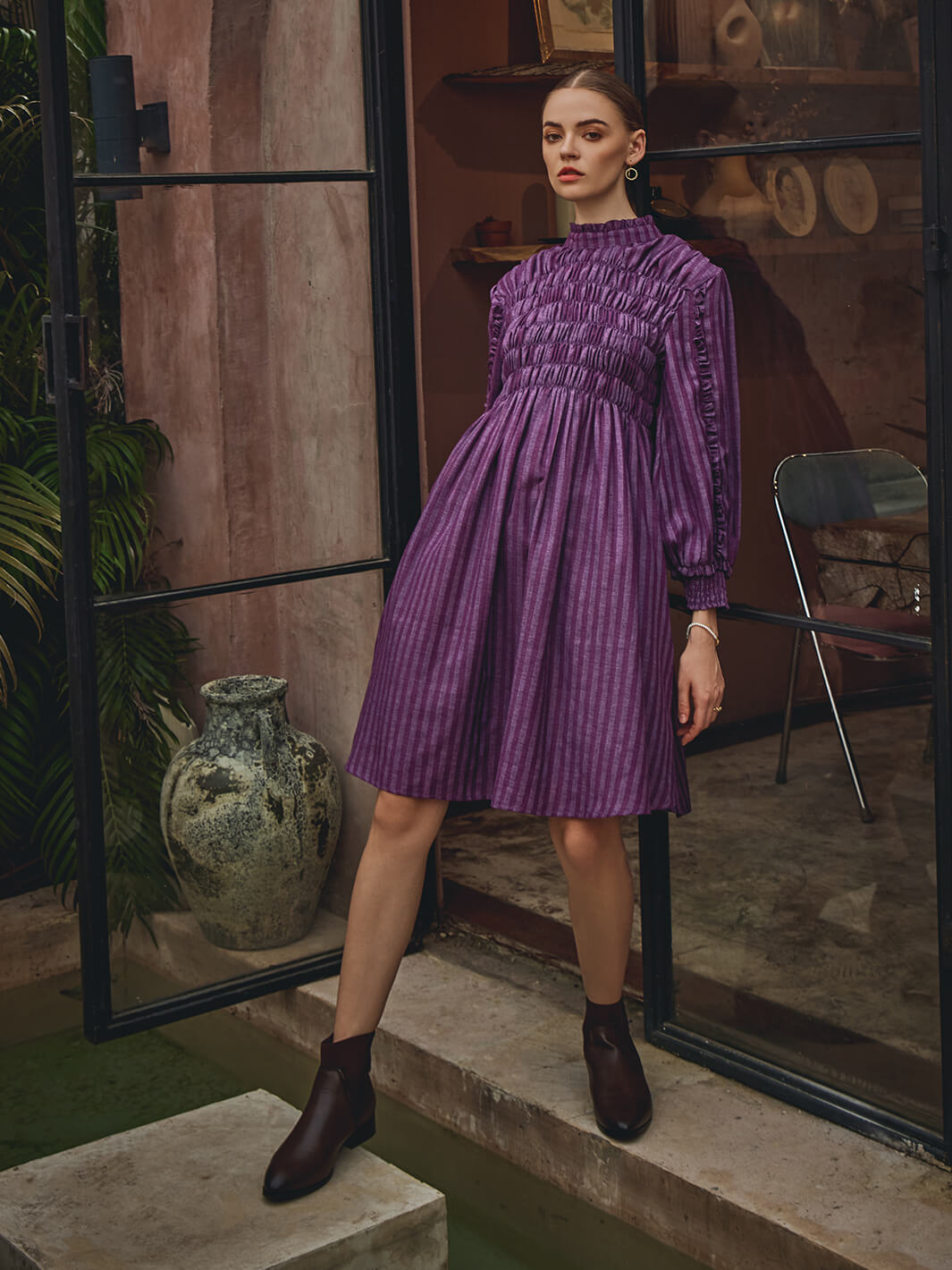 Kati dress | purpel dress | purpel short dress |  casual outfit | vacation wear | night dress | girls party dress | birthday party dress | round neck dress | function party dress | office wear | casual wear | formal wear | short dress for women | women short dress