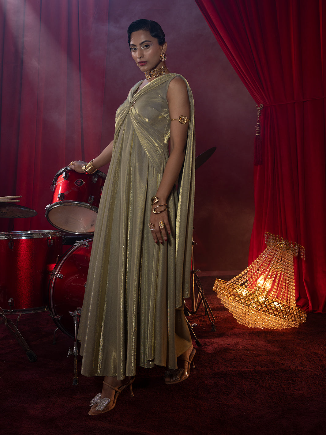 Donatella Golden Evening Gown