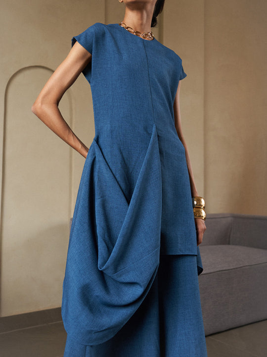 Lazuli Teal Draped Tunic
