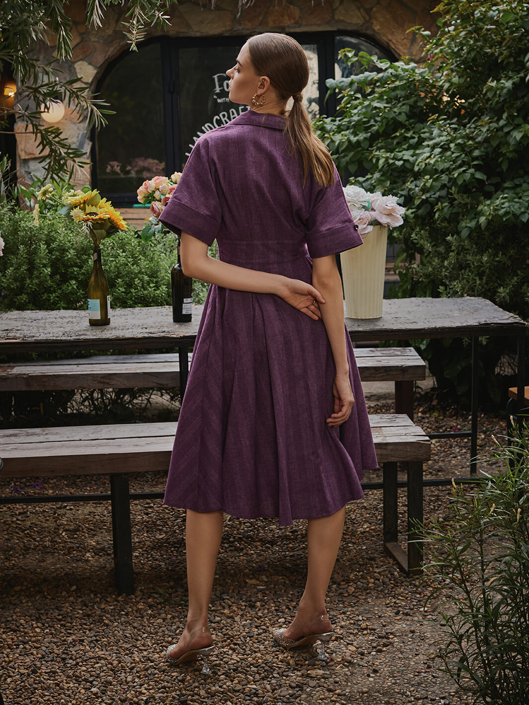 Purple Roxo Collar Cotton Dress Purple Roxo Collar Cotton Dress