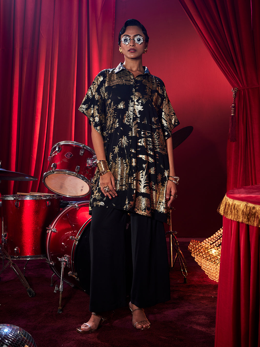 Stylish Black and Gold Co-ord Set