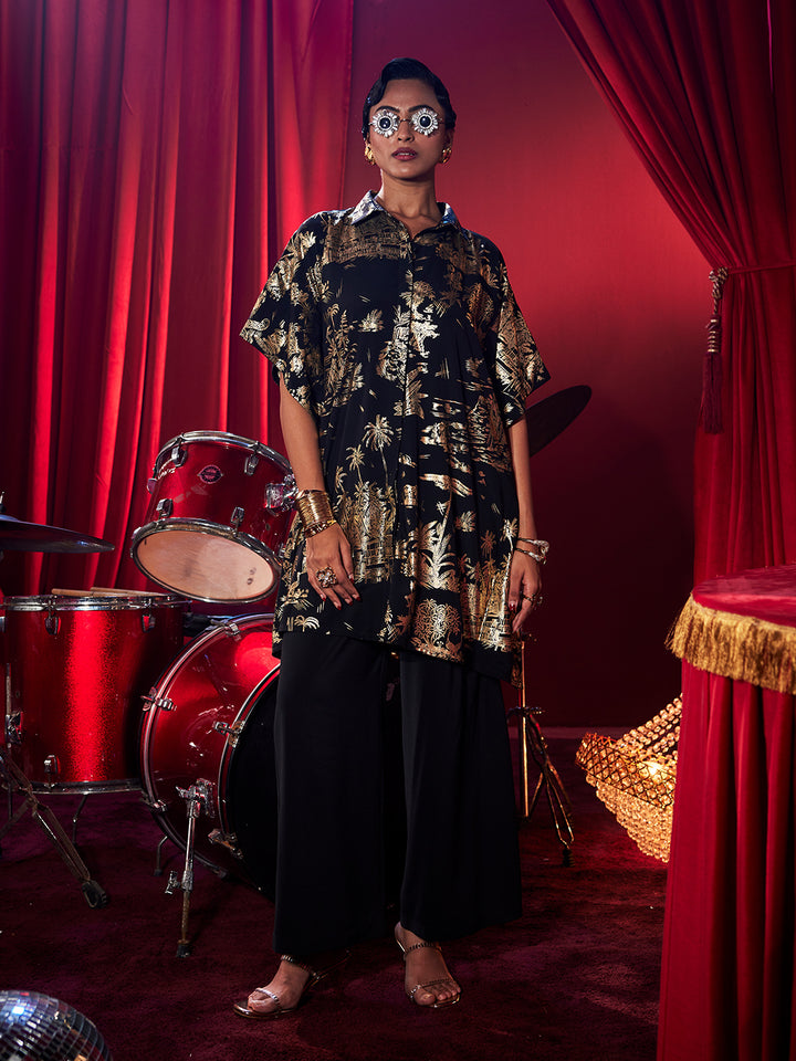 Stylish Black and Gold Co-ord Set