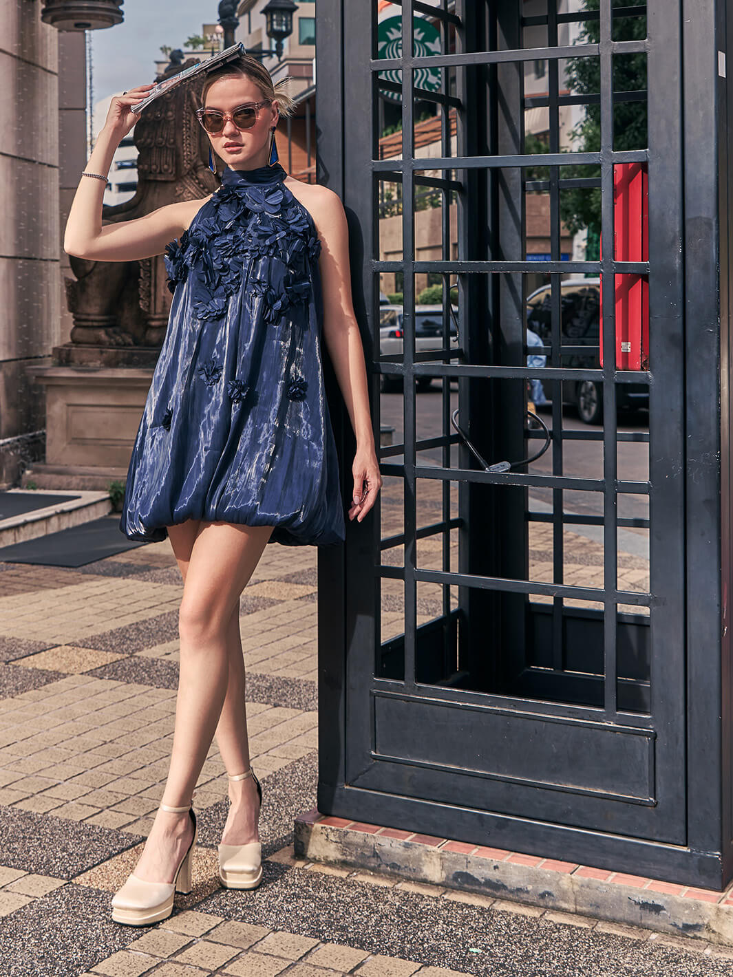 Floral - Blue Manhattan Organza Applique Floral Dress
