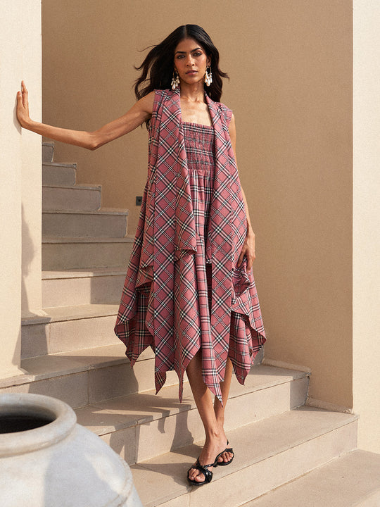 Lara Plaid dress and jacket Set