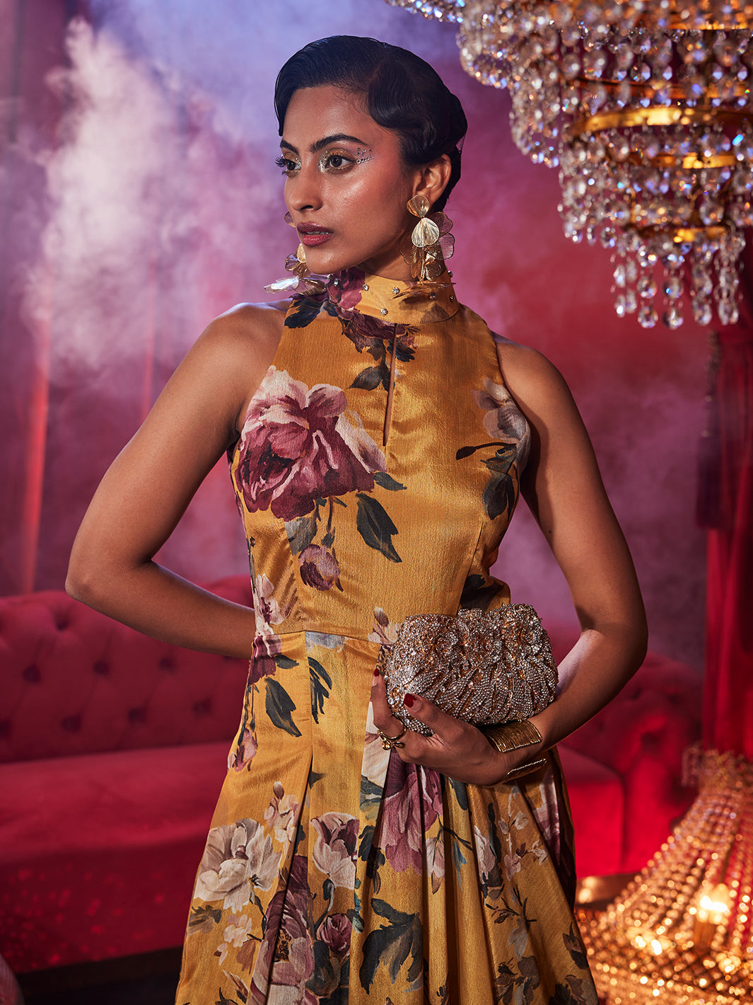 Signora Floral Drape Gown